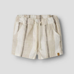 Lil Atelier Παντελονάκι 4-6M (68 CM) Lil' Atelier Σορτς Ριγέ βρεφικό Από Οργανικό Βαμβάκι – Coconut Milk