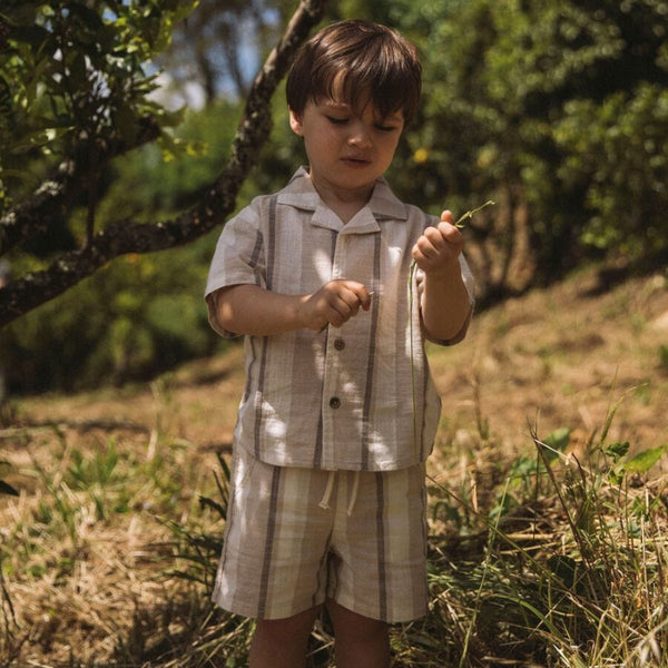 Lil Atelier Παντελονάκι Lil' Atelier Σορτς Ριγέ Από Οργανικό Βαμβάκι – Coconut Milk