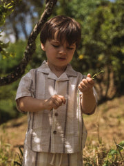 Lil Atelier Μπλουζάκι Lil' Atelier Πουκάμισο Κοντομάνικο Ριγέ Από Οργανικό Βαμβάκι – Coconut Milk