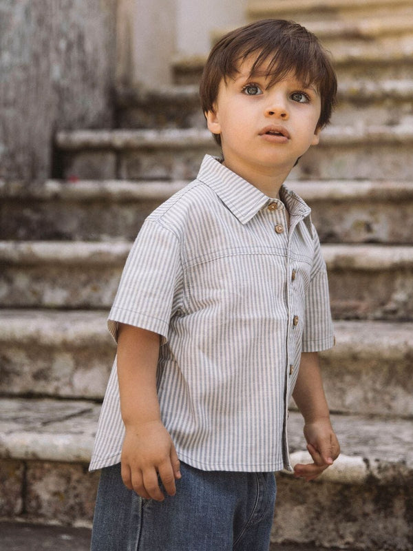 Lil Atelier Μπλουζάκι Lil' Atelier Παιδικό Πουκάμισο Loose Fit από Οργανικό Βαμβάκι – Coconut Milk