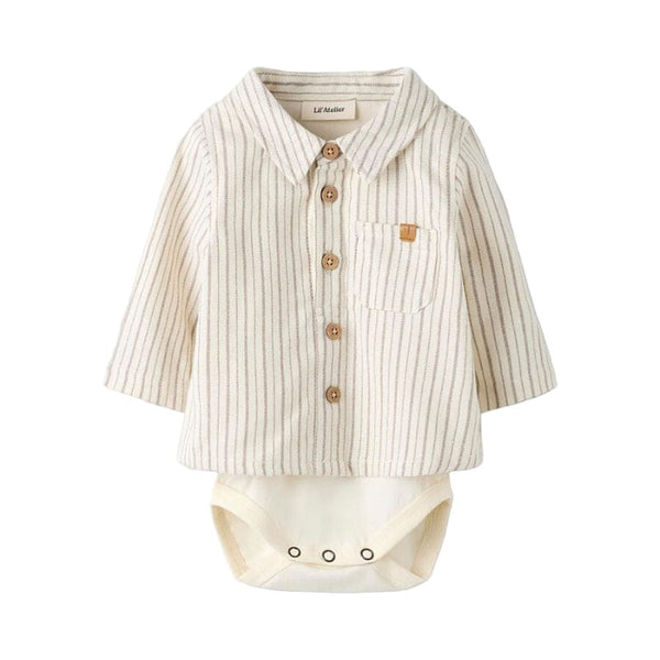 Lil Atelier Μπλουζάκι 1-2M (56 CM) Lil' Atelier Βρεφικό Πουκάμισο Κορμάκι από Οργανικό Βαμβάκι – Turtledove
