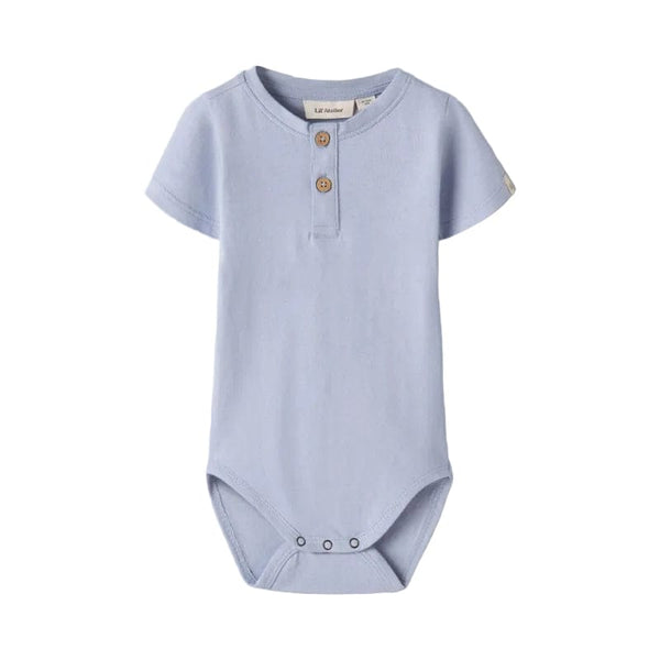 Lil Atelier Βρεφικά Φορμάκια 1-2M (56 CM) Lil' Atelier Κοντομάνικο Φορμάκι από Οργανικό Βαμβάκι – Zen Blue