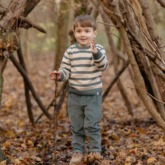 Little Dutch Μπλουζάκι LITTLE DUTCH. Πλεκτό πουλόβερ Balsam Green Stripe