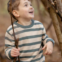 Little Dutch Μπλουζάκι LITTLE DUTCH. Πλεκτό πουλόβερ Balsam Green Stripe