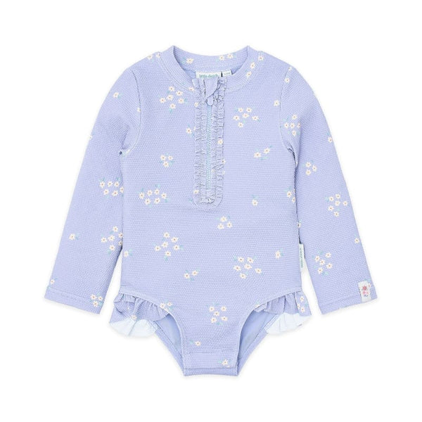 Little Dutch μαγιό 2-6M (62/68 CM) LITTLE DUTCH. Ολόσωμο μακρυμάνικο μαγιό με βολάν Dreamy Lavender