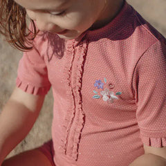 Little Dutch μαγιό LITTLE DUTCH. Ολόσωμο κοντομάνικο μαγιό Dreamy Pink Sparkle