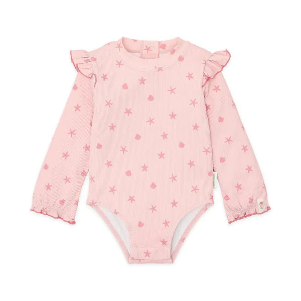 Little Dutch μαγιό 2-6M (62/68 CM) LITTLE DUTCH. Ολόσωμο μακρυμάνικο μαγιό με βολάν Dreamy Seashells