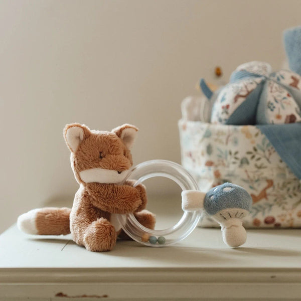 Little Dutch βρεφικά παιχνίδια LITTLE DUTCH. Υφασμάτινη κουδουνίστρα αλεπού με κρίκο Forest Friends GRS