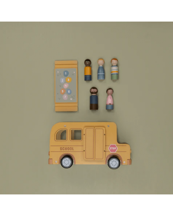Little Dutch ξύλινα παιχνίδια Little Dutch Ξύλινο σετ σχολικό λεωφορείο FSC LD8023