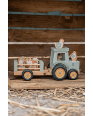 Little Dutch ξύλινα παιχνίδια Little Dutch Ξύλινο τρακτέρ με καρότσα και ζωάκια Little Farm FSC LD7149
