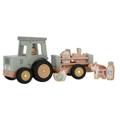 Little Dutch ξύλινα παιχνίδια Little Dutch Ξύλινο τρακτέρ με καρότσα και ζωάκια Little Farm FSC LD7149