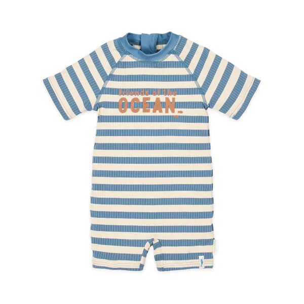 Little Dutch μαγιό 2-6M (62/68 CM) LITTLE DUTCH. Ολόσωμο κοντομάνικο μαγιό Ocean Blue Stripes