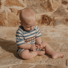 Little Dutch μαγιό LITTLE DUTCH. Ολόσωμο κοντομάνικο μαγιό Ocean Blue Stripes
