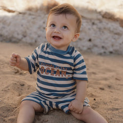 Little Dutch μαγιό LITTLE DUTCH. Ολόσωμο κοντομάνικο μαγιό Ocean Blue Stripes