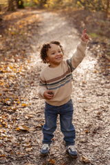 Little Dutch Μπλουζάκι LITTLE DUTCH. Πλεκτό πουλόβερ με ρίγες Sand