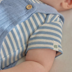 Little Dutch Βρεφικά Φορμάκια LITTLE DUTCH. Φορμάκι κοντομάνικο μπλε Stone Blue stripe