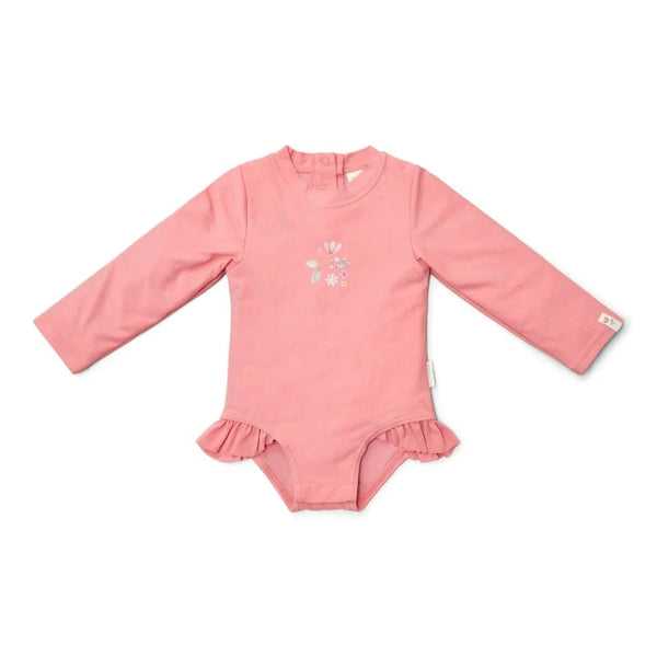 Little Dutch μαγιό 3-6M (62/68 CM) LITTLE DUTCH. Ολόσωμο μακρυμάνικο μαγιό για κορίτσια Sunny Flowers Rouge