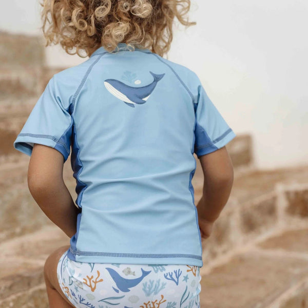 Little Dutch μαγιό LITTLE DUTCH. Μπλουζάκι κοντομάνικο με προστασία UV Blue Whale