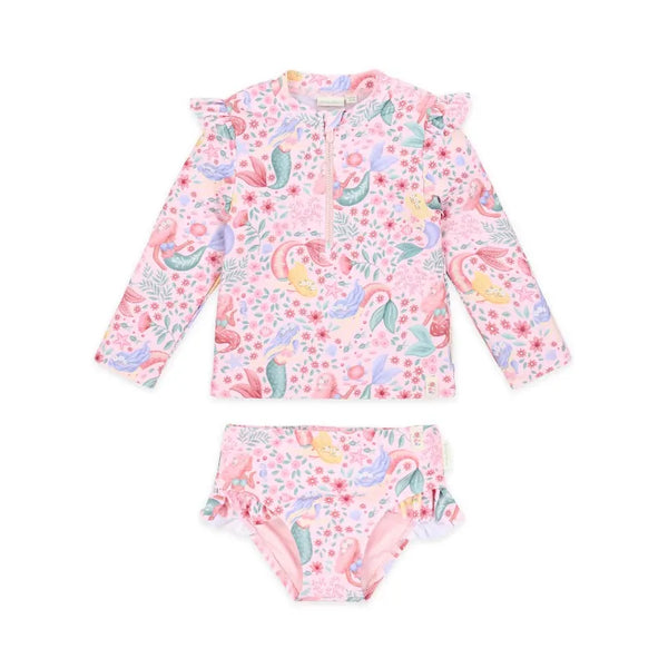 Little Dutch μαγιό 2-6M (62/68 CM) LITTLE DUTCH. Σετ μπλουζάκι μακρυμάνικο και μαγιό μπικίνι UV Dreamy Mermaid