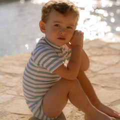 Little Dutch μαγιό LITTLE DUTCH. Μπλουζάκι κοντομάνικο με προστασία UV Stripes Surf Blue