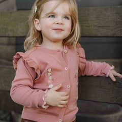 Little Dutch Παιδικές Ζακέτες LITTLE DUTCH. Ζακέτα πλεκτή με κέντημα Warm Rose