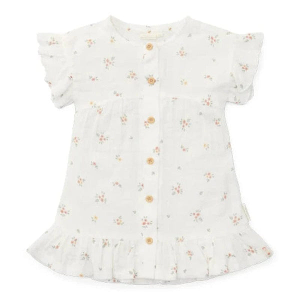 Little Dutch φόρεμα 9M LITTLE DUTCH Φορεματάκι κοντομάνικο από μουσελίνα White Meadows