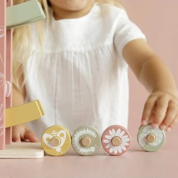 Little Dutch Βρεφικά Παιχνίδια Δραστηριοτήτων Ξύλινo παιδικό παιχνίδι πίστα αγώνων με αυτοκινητάκια Wild Flowers Little Dutch LD7007