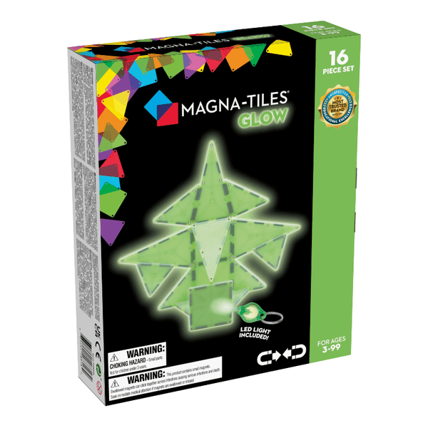 MAGNA-TILES Μαγνητικά Τουβλάκια Magna-Tiles Μαγνητικό Παιχνίδι Μαγνητικά Πλακίδια Glow 16 Κομμάτια για 3+ ετών 18816