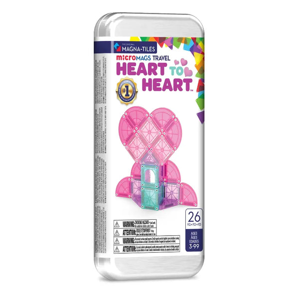 MAGNA-TILES Μαγνητικά Τουβλάκια MAGNA-TILES microMAGS Heart to Heart Travel Set 26 Τεμάχια – Μικρά Μαγνητικά Πλακίδια STEM Ταξιδιού