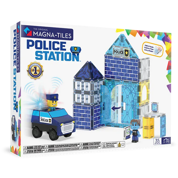 MAGNA-TILES Μαγνητικά Τουβλάκια MAGNA-TILES Police Station 35 Τεμάχια – Μαγνητικά Πλακίδια STEM για Αστυνομικό Σταθμό