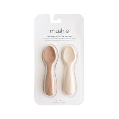 Mushie Βρεφικά & Παιδικά Κουταλάκια Σετ 2 Εκπαιδευτικά Κουταλάκια Σιλικόνης Μικρά Natural/Shifting Sand – Mushie