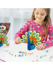 Playmais Ζωγραφική - Καλλιτεχνικά - Παζλ Playmais: 2.300 τεμάχια 3D Παγώνι, Σφουγγαράκια από καλαμπόκι