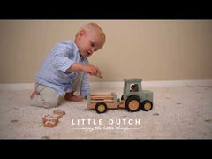 Little Dutch Wooden tractor with cart and animals Little Farm FSC LD7149