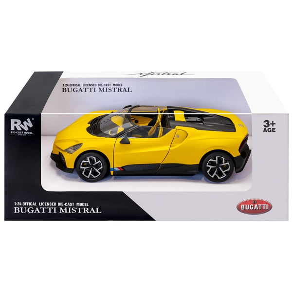 Re.el Toys Αυτοκίνητάκια Bugatti Mistral Κίτρινη – Μεταλλικό Αυτοκίνητο Κλίμακας 1:24