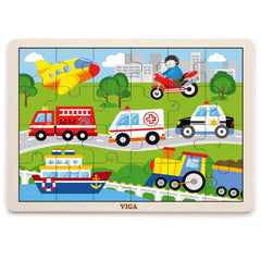 Viga Ζωγραφική - Καλλιτεχνικά - Παζλ Viga Ξύλινο Παζλ 24 τεμαχίων Οχήματα