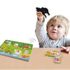 Viga Ζωγραφική - Καλλιτεχνικά - Παζλ Viga Σφηνώματα ξύλινα με ήχους ζωάκια φάρμας