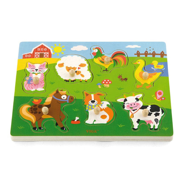 Viga Ζωγραφική - Καλλιτεχνικά - Παζλ Viga Σφηνώματα ξύλινα με ήχους ζωάκια φάρμας