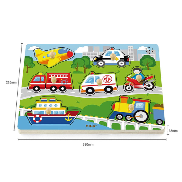 Viga Ζωγραφική - Καλλιτεχνικά - Παζλ Viga Σφηνώματα ξύλινα με ήχους Οχήματα