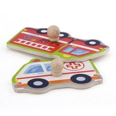 Viga Ζωγραφική - Καλλιτεχνικά - Παζλ Viga Σφηνώματα ξύλινα με ήχους Οχήματα