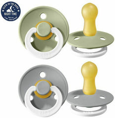 Bibs Rubber Pacifiers for 18+ months Colour Night Sage Glow &amp; Cloud Glow 2pcs 